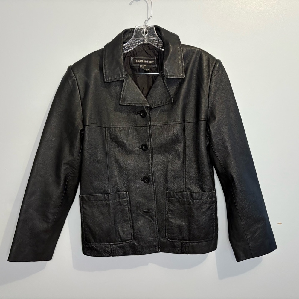 Vintage Savannah Black Leather Jacket Lined Outerwear Classic Women’s Medium